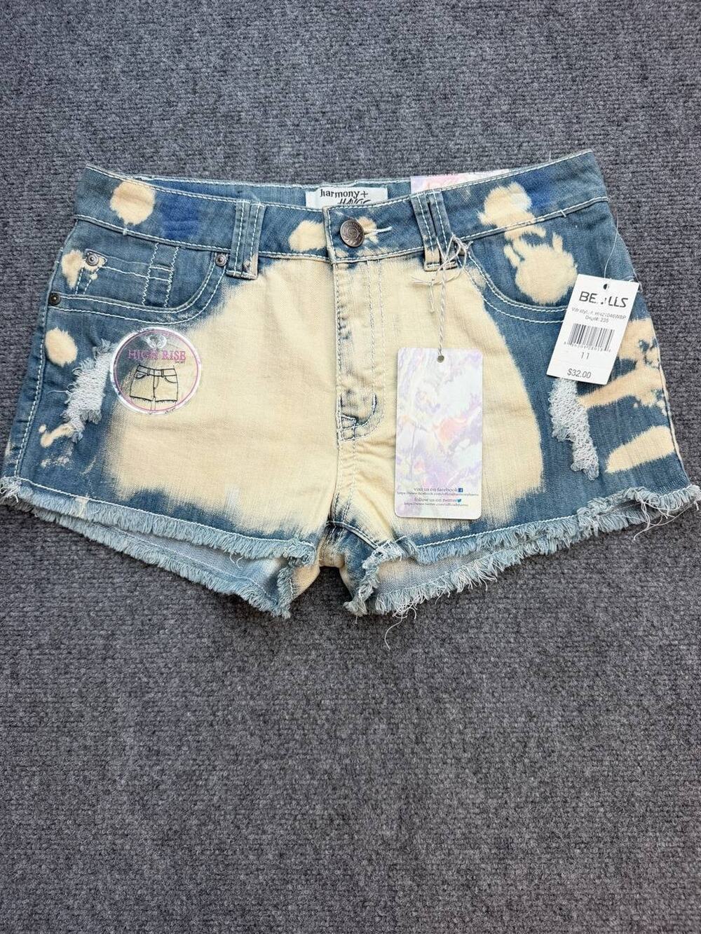 Harmony + Havoc Women's Size 11 High Rise Bleached Distressed Denim Shorts NWT